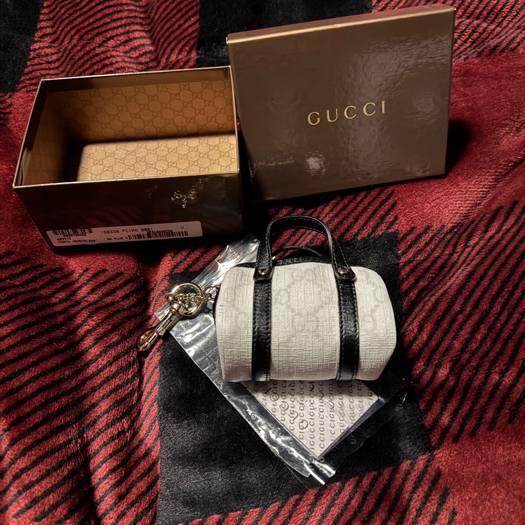 Gucci Gray And Black Mini Bag Keychain